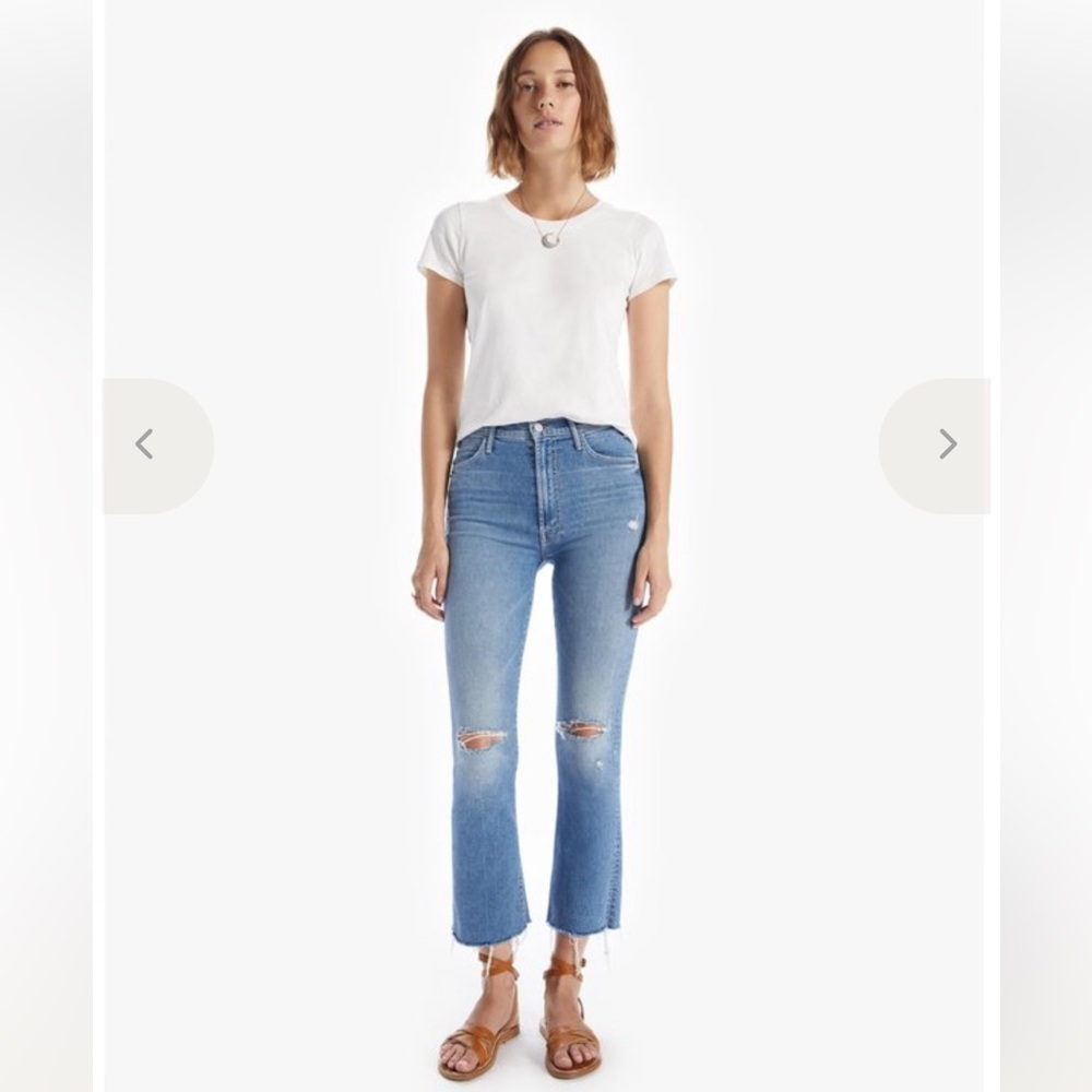 MOTHER DENIM The Hustler Ankle Fray Jeans in Understudy with Distressed